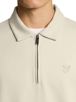 Lyle & Scott Relaxed Collared Interlock Sweatshirt, Y081 Birch - view 2, Y081 Birch