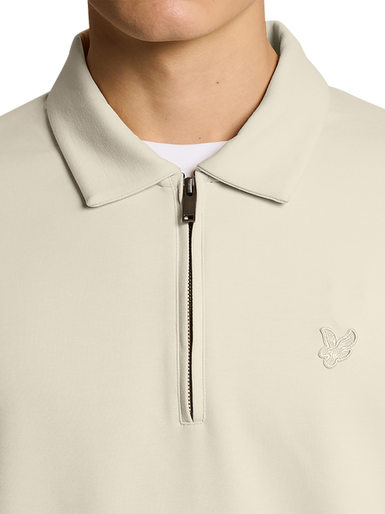 Lyle & Scott Relaxed Collared Interlock Sweatshirt, Y081 Birch - view 2, Y081 Birch