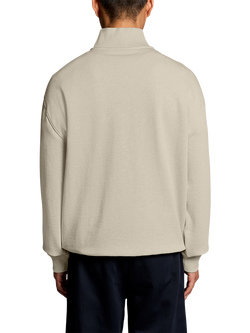 Lyle & Scott Script Heavyweight Loopback Quarter Zip Sweatshirt, Ice Cream Marl - view 2, Ice Cream Marl