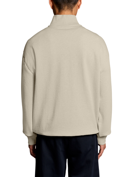 Lyle & Scott Script Heavyweight Loopback Quarter Zip Sweatshirt, Ice Cream Marl - view 2, Ice Cream Marl
