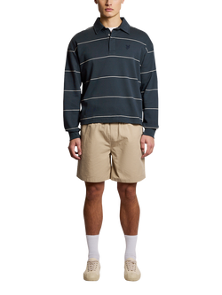 Lyle & Scott Cotton Blend Stripe Collared Sweatshirt, Carbon Grey Marl - view 2, Carbon Grey Marl