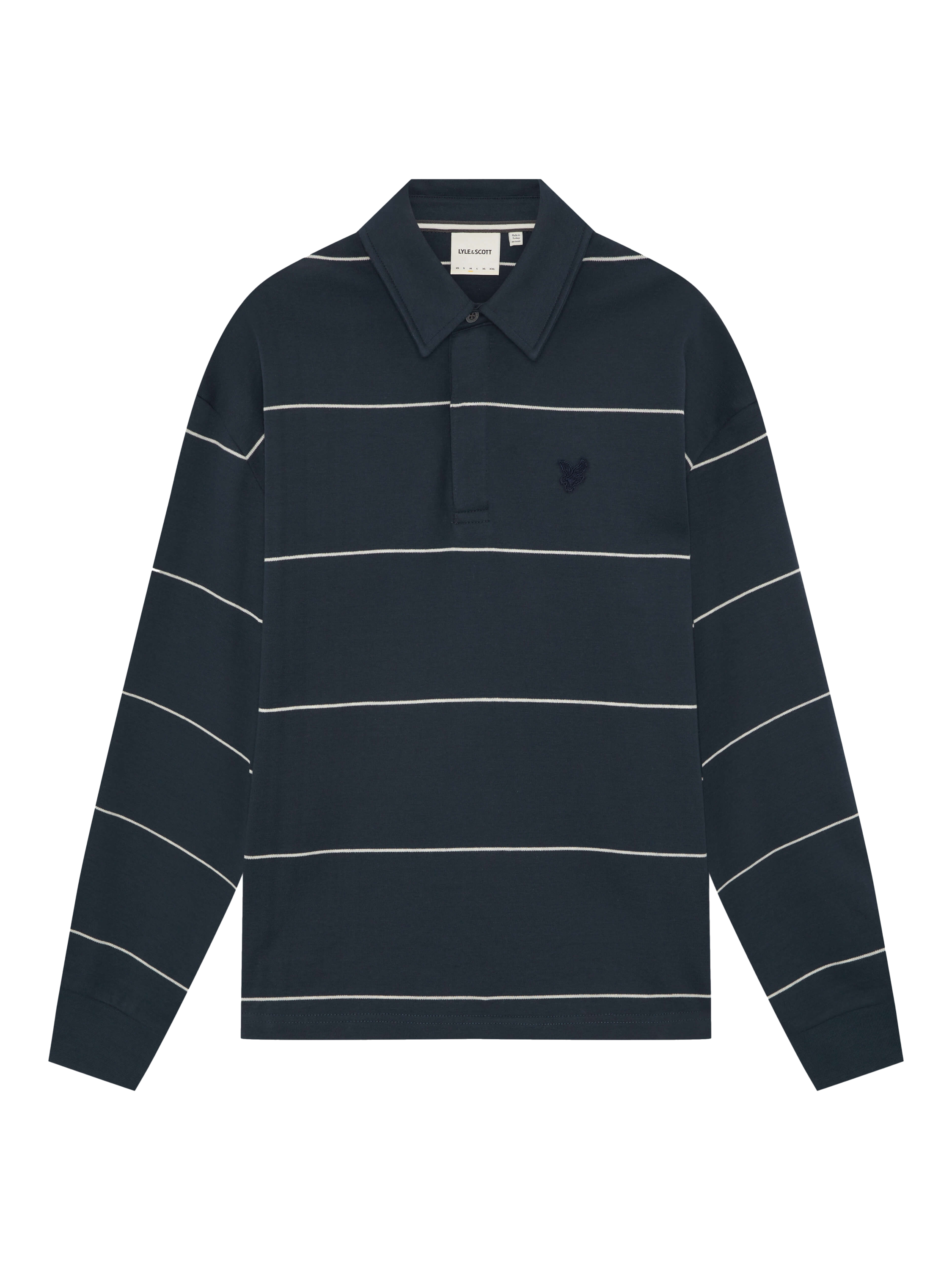 Lyle & Scott Cotton Blend Stripe Collared Sweatshirt, Carbon Grey Marl