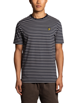 Lyle & Scott Cotton Blend Regular Fit Short Sleeve Breton Stripe T-Shirt, Dark Navy/White, Dark Navy/White