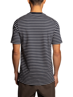 Lyle & Scott Cotton Blend Regular Fit Short Sleeve Breton Stripe T-Shirt, Dark Navy/White - view 2, Dark Navy/White