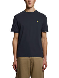 Lyle & Scott Cotton Blend Regular Fit Short Sleeve Fine Tipped T-Shirt, Dark Navy, Dark Navy