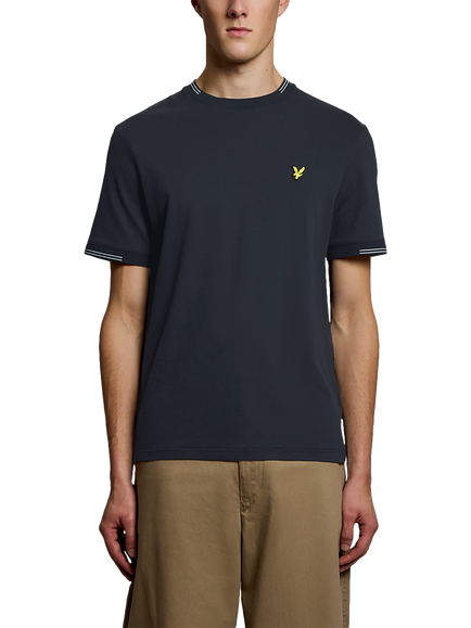 Lyle & Scott Cotton Blend Regular Fit Short Sleeve Fine Tipped T-Shirt, Dark Navy, Dark Navy
