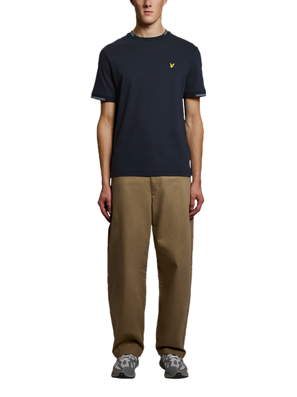 Lyle & Scott Cotton Blend Regular Fit Short Sleeve Fine Tipped T-Shirt, Dark Navy - view 2, Dark Navy