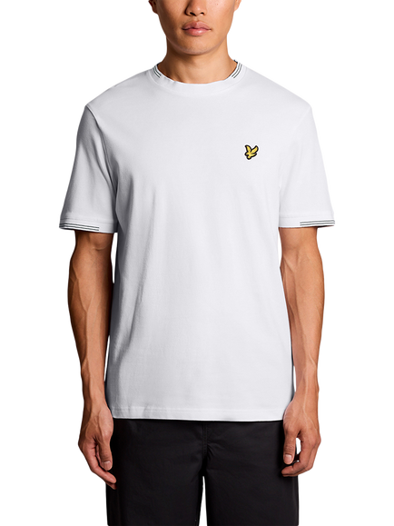 Lyle & Scott Cotton Blend Regular Fit Short Sleeve Fine Tipped T-Shirt, Y162 White/Everglade, Y162 White/Everglade
