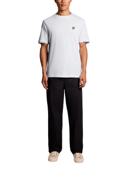 Lyle & Scott Cotton Blend Regular Fit Short Sleeve Fine Tipped T-Shirt, Y162 White/Everglade - view 2, Y162 White/Everglade