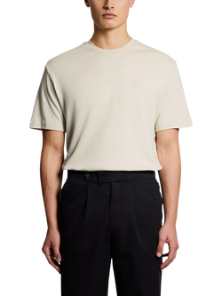 Lyle & Scott Cotton Blend Regular Fit Short Sleeve Interlock T-Shirt, Birch, Birch