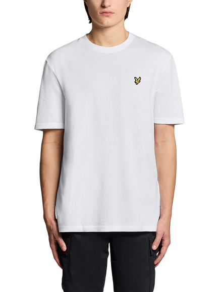 Lyle & Scott Cotton Regular Fit Short Sleeve Popcorn Jacquard T-Shirt, 626 White, 626 White