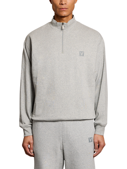 Lyle & Scott Quarter-Zip Lounge Sweatshirt, Light Grey Marl, Light Grey Marl