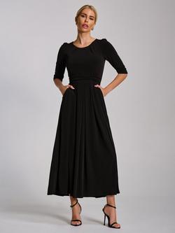 Jolie Moi Ruched Waist Jersey Maxi Dress, Black, Black
