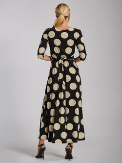 Jolie Moi Spot Ruched Waist Jersey Maxi Dress, Black - view 2, Black