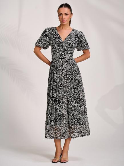 Jolie Moi Animal Print Lace Maxi Dress, Black, Black