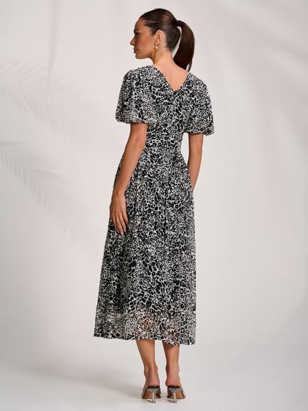 Jolie Moi Animal Print Lace Maxi Dress, Black - view 2, Black