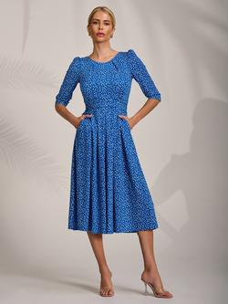Jolie Moi Floral Ruched Waist Jersey Midi Dress, Blue, Blue