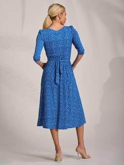 Jolie Moi Floral Ruched Waist Jersey Midi Dress, Blue - view 2, Blue