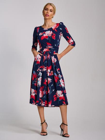 Jolie Moi Floral Jersey Midi Dress, Navy, Navy