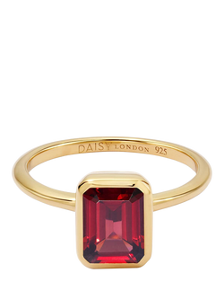 Daisy London Garnet Birthstone Ring, Yellow Gold