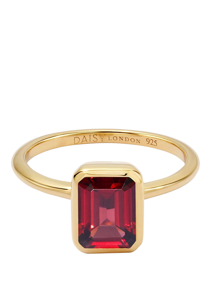 Daisy London Garnet Birthstone Ring, Yellow Gold