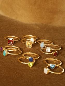 Daisy London Garnet Birthstone Ring - view 2, Yellow Gold