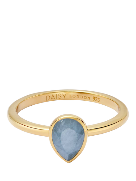 Daisy London Aquamarine Birthstone Ring, Yellow Gold