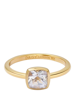 Daisy London White Topaz Birthstone Ring, Yellow Gold