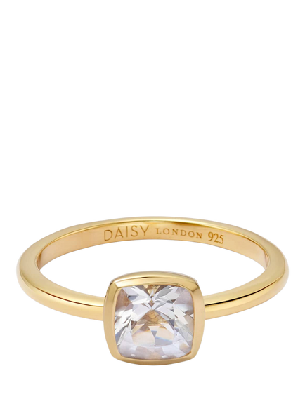 Daisy London White Topaz Birthstone Ring, Yellow Gold