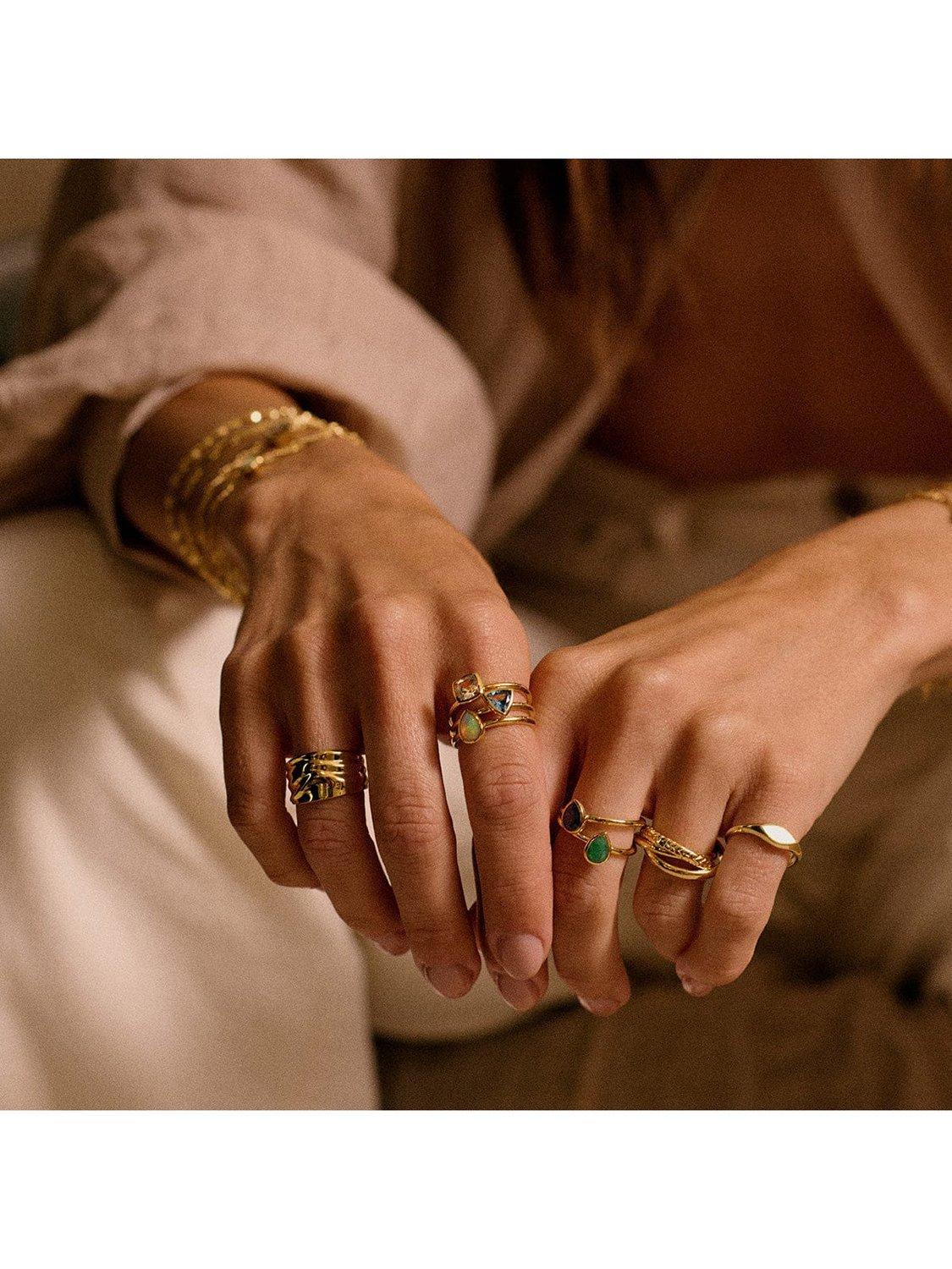 Product image 3 of 11, which shows Daisy London Emerald Birthstone Ring, Yellow Gold, J