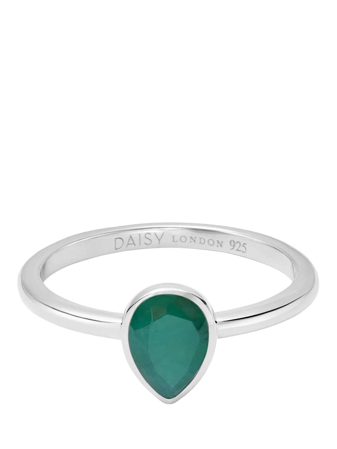 Product image 1 of 11, which shows Daisy London Emerald Birthstone Ring, Silver, J