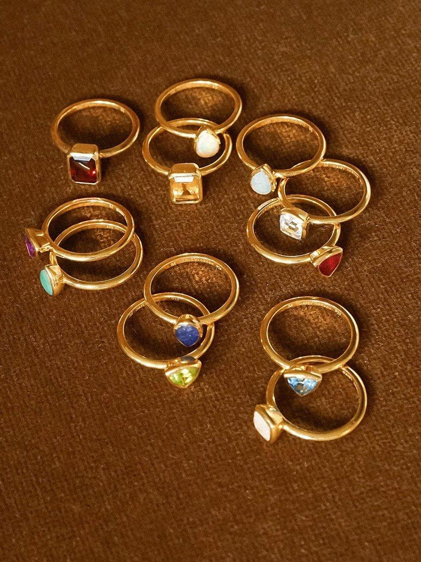 Product image 2 of 3, which shows Daisy London Moonstone Birthstone Ring, Yellow Gold, J