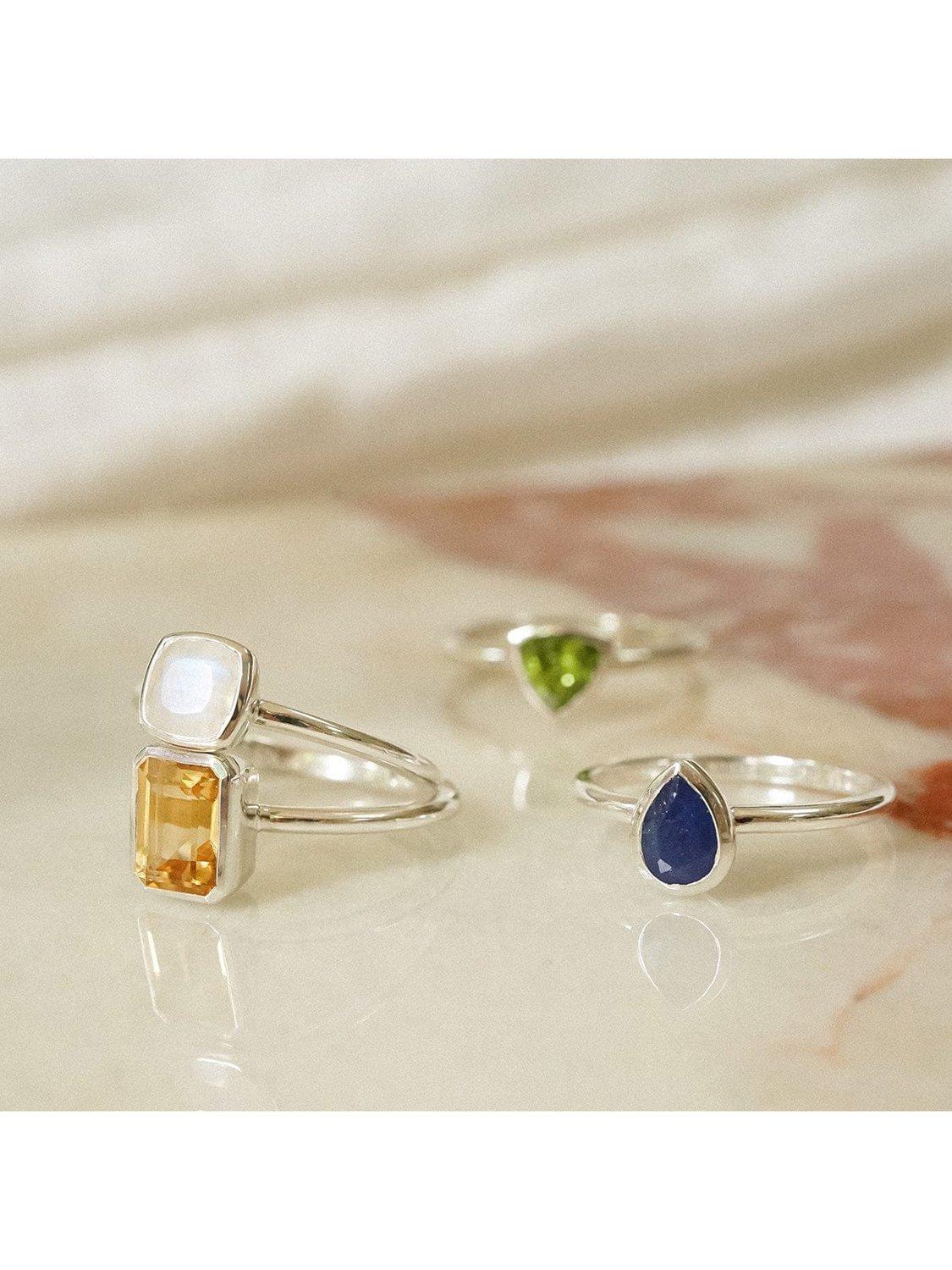 Product image 2 of 3, which shows Daisy London Moonstone Birthstone Ring, Silver, J