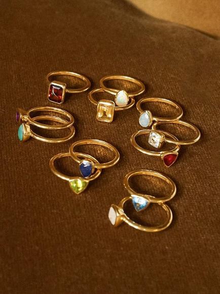 Daisy London Ruby Birthstone Ring - view 2, Yellow Gold