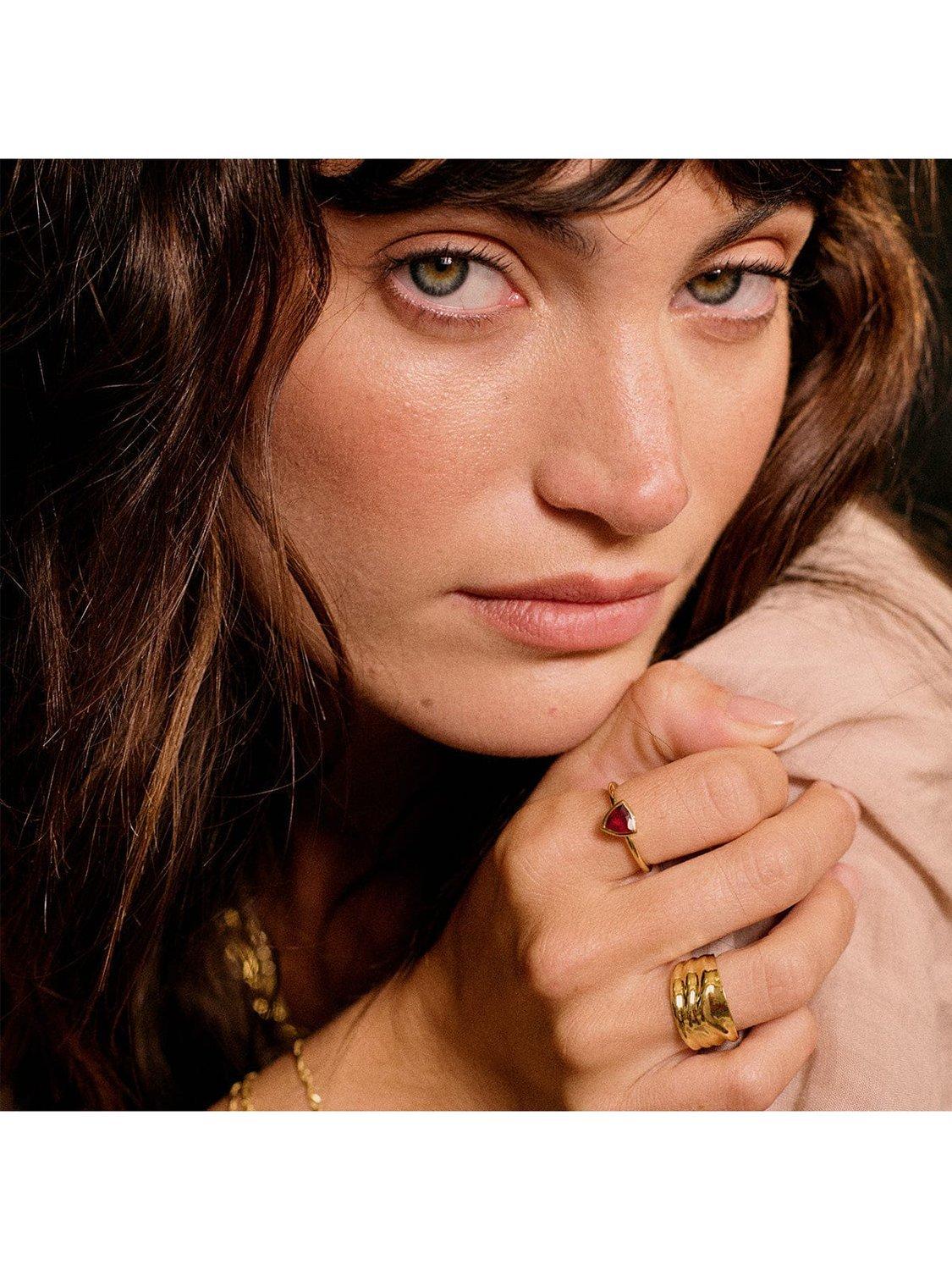 Product image 3 of 3, which shows Daisy London Ruby Birthstone Ring, Yellow Gold, J