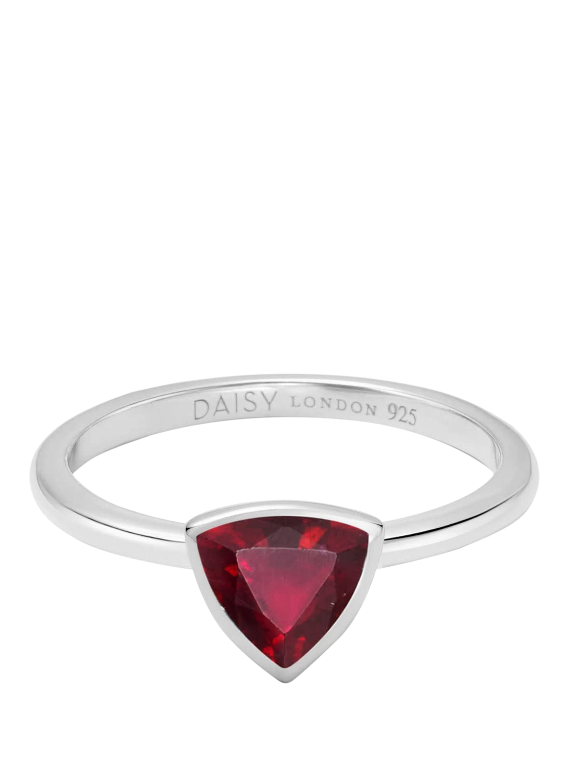 Product image 1 of 3, which shows Daisy London Ruby Birthstone Ring, Silver, J