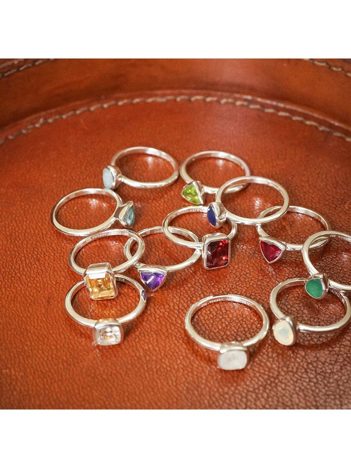 Product image 2 of 3, which shows Daisy London Ruby Birthstone Ring, Silver, J