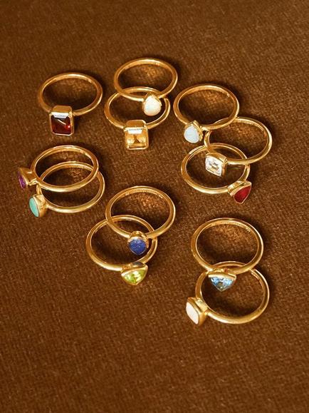 Daisy London Sapphire Birthstone Ring - view 2, Yellow Gold