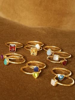 Daisy London Blue Topaz Birthstone Ring - view 2, Yellow Gold