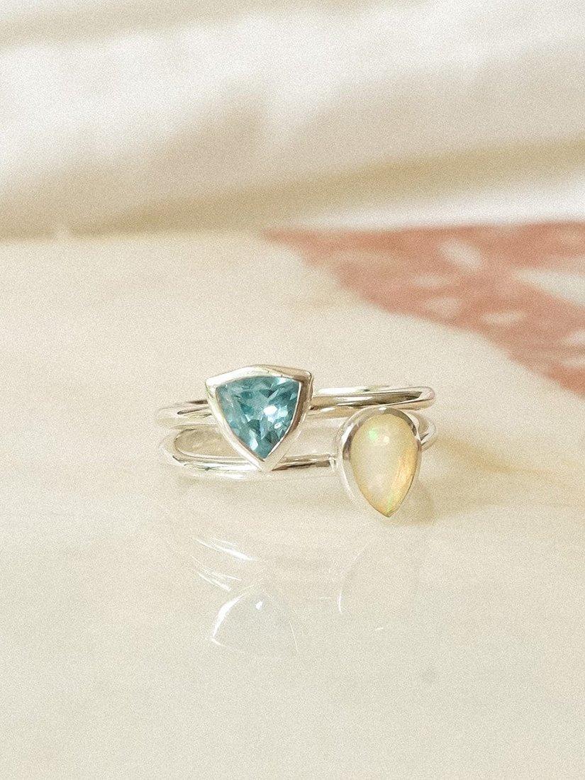 Product image 2 of 3, which shows Daisy London Opal Birthstone Ring, Silver, J