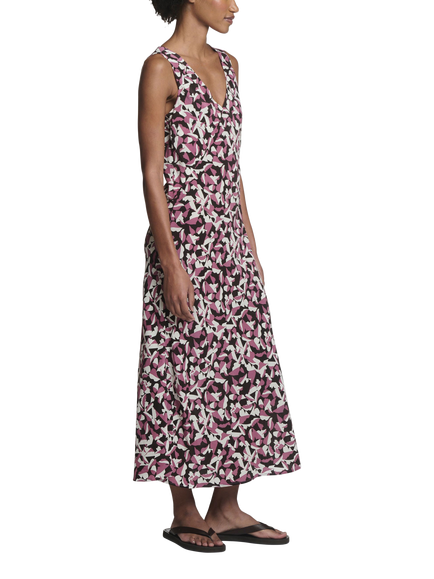 ASCENO Provence Botanical Pure Silk Dress, Multi - view 2, Multi