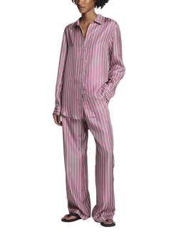 ASCENO The Aurelia Stripe Pure Silk Trousers, Pink - view 2, Pink