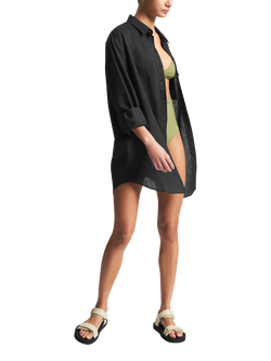 ASCENO The Formentera Pure Linen Shirt, Black - view 2, Black