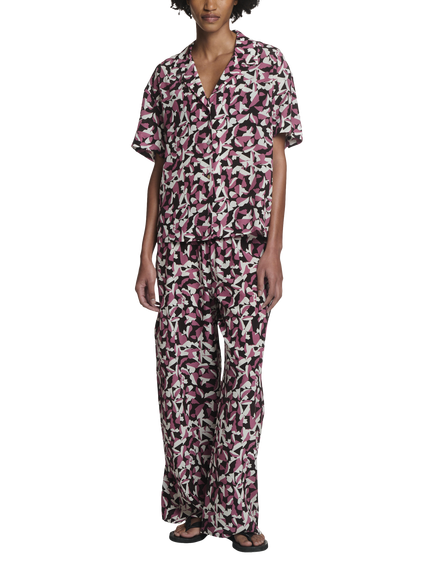 ASCENO Austin Botanical Pure Silk Trousers, Multi, Multi