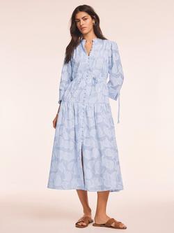 Mint Velvet Floral Shirt Midi Dress, Blue/Multi, Blue/Multi