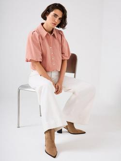 Mint Velvet Puff Sleeve Corduroy Shirt, Pink, Pink