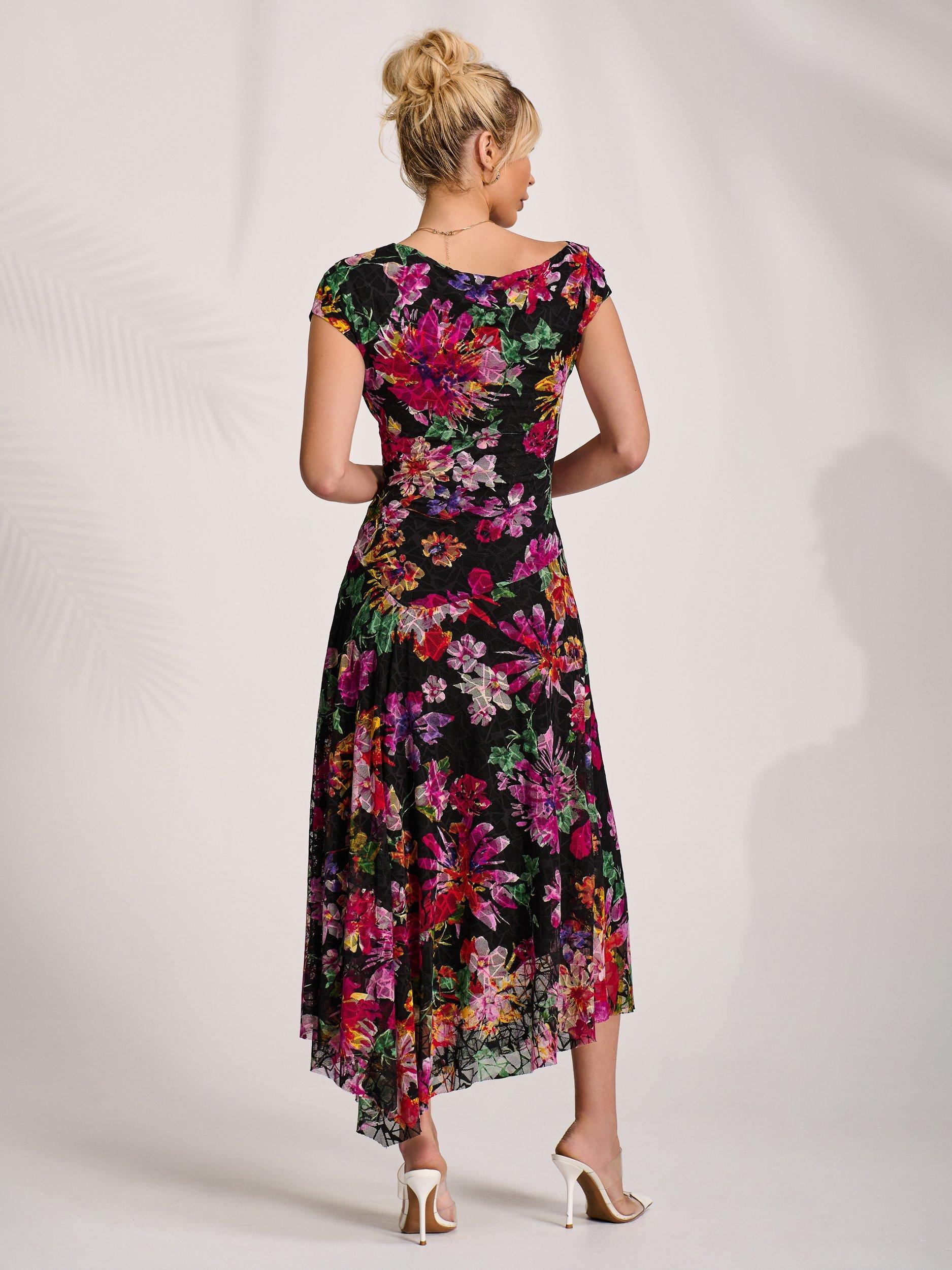 Product image 2 of 7, which shows Jolie Moi Floral Draped Lace Maxi Dress, Multi, 8