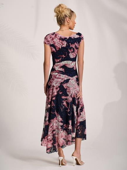 Jolie Moi Abstract Draped Lace Maxi Dress, Pink - view 2, Pink