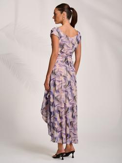 Jolie Moi Abstract Marble Mesh Maxi Dress, Purple - view 2, Purple