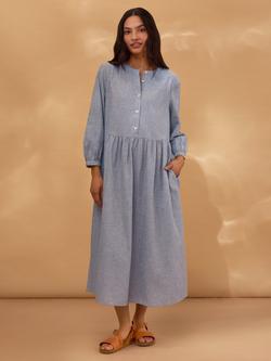 Celtic & Co. Relaxed Long Sleeve Midi Dress, Blue, Blue